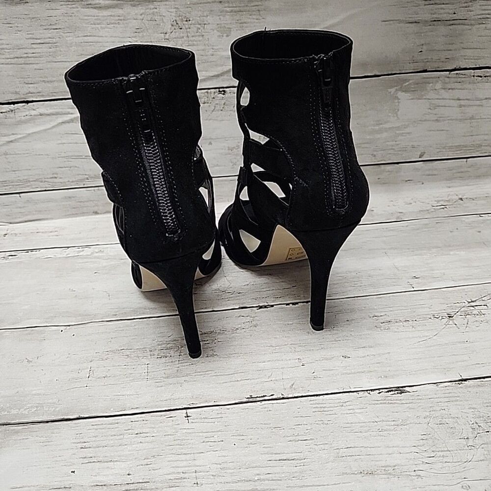 ALDO Black Strappy Sandal Faux Suede Stiletto High Heel Shoes Womens Size 7.5 - Picture 4 of 11